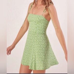 Reformation Presley Dress Green Floral‎ Mini Size 2